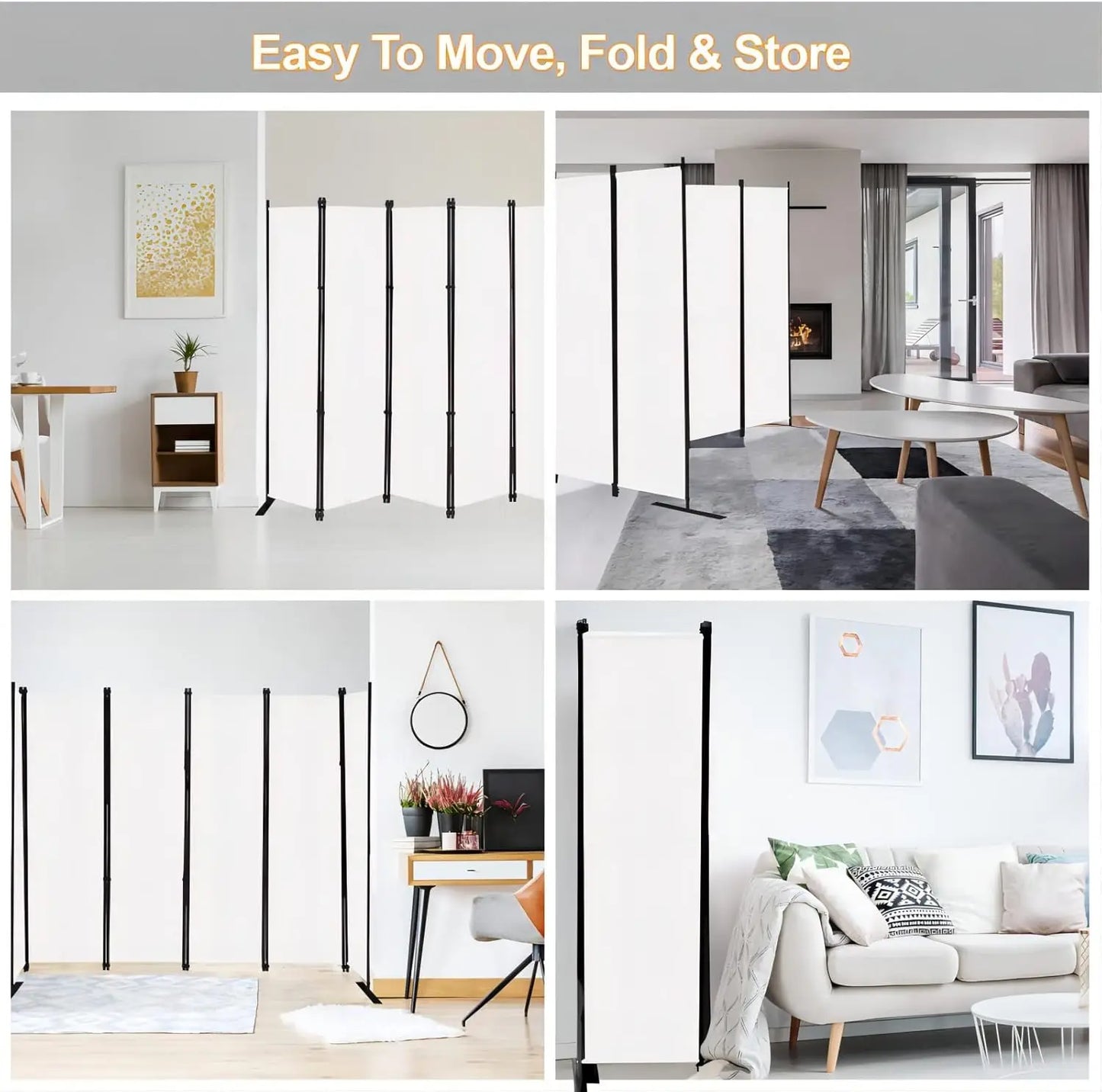 Comfort Corner 6 Panel Folding Privacy Screen 9ft Wide, 6ft Tall Partition Room Divider Portable Office Walls Dividers Panel