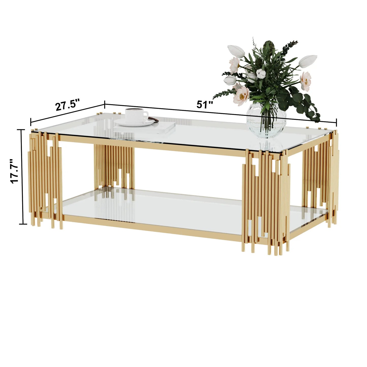 Stainless Steel Rectangle Glass Coffee Table