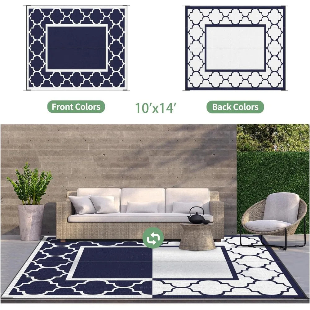 Outdoor Rug Waterproof for Patio, Foldable Reversible