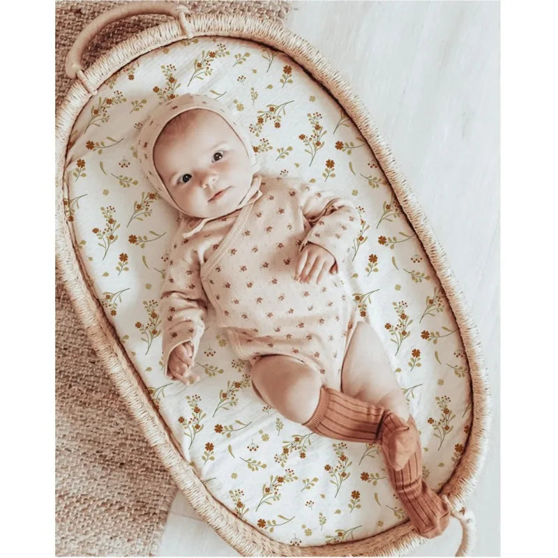 Baby Fitted Bassinet Sheet Newborn Changing Pad Cover Solid/Printed Breathable Crib Fitted Sheets Cradles Mattress Cover