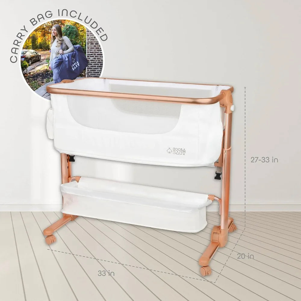 Baby Bassinet, Bedside Sleeper for Baby, Easy Folding Portable Crib with Storage Basket for Newborn