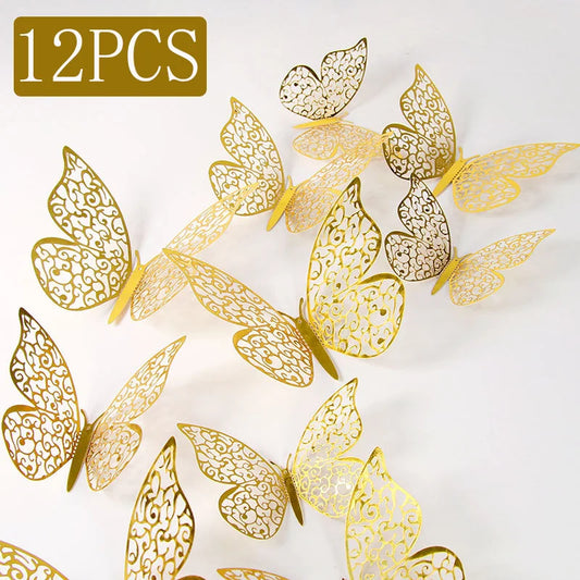 12Pcs Fashion 3D Hollow Butterfly