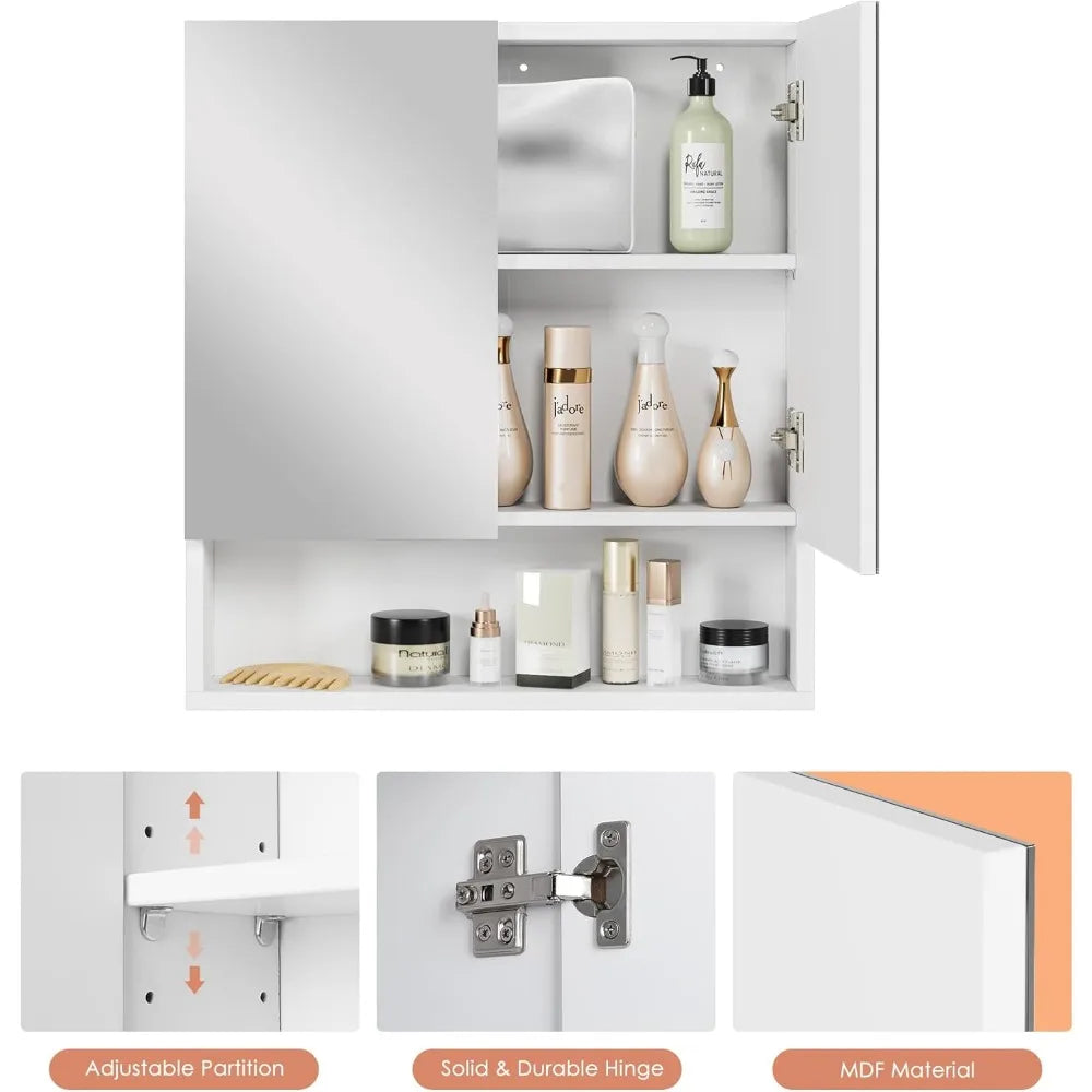 Wall Mounted Bathroom Mirror with Storage