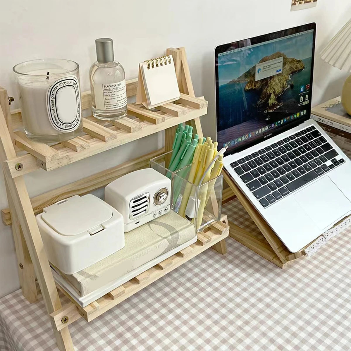 Wooden Desktop Storage Rack Heavy-Duty Multifunctional