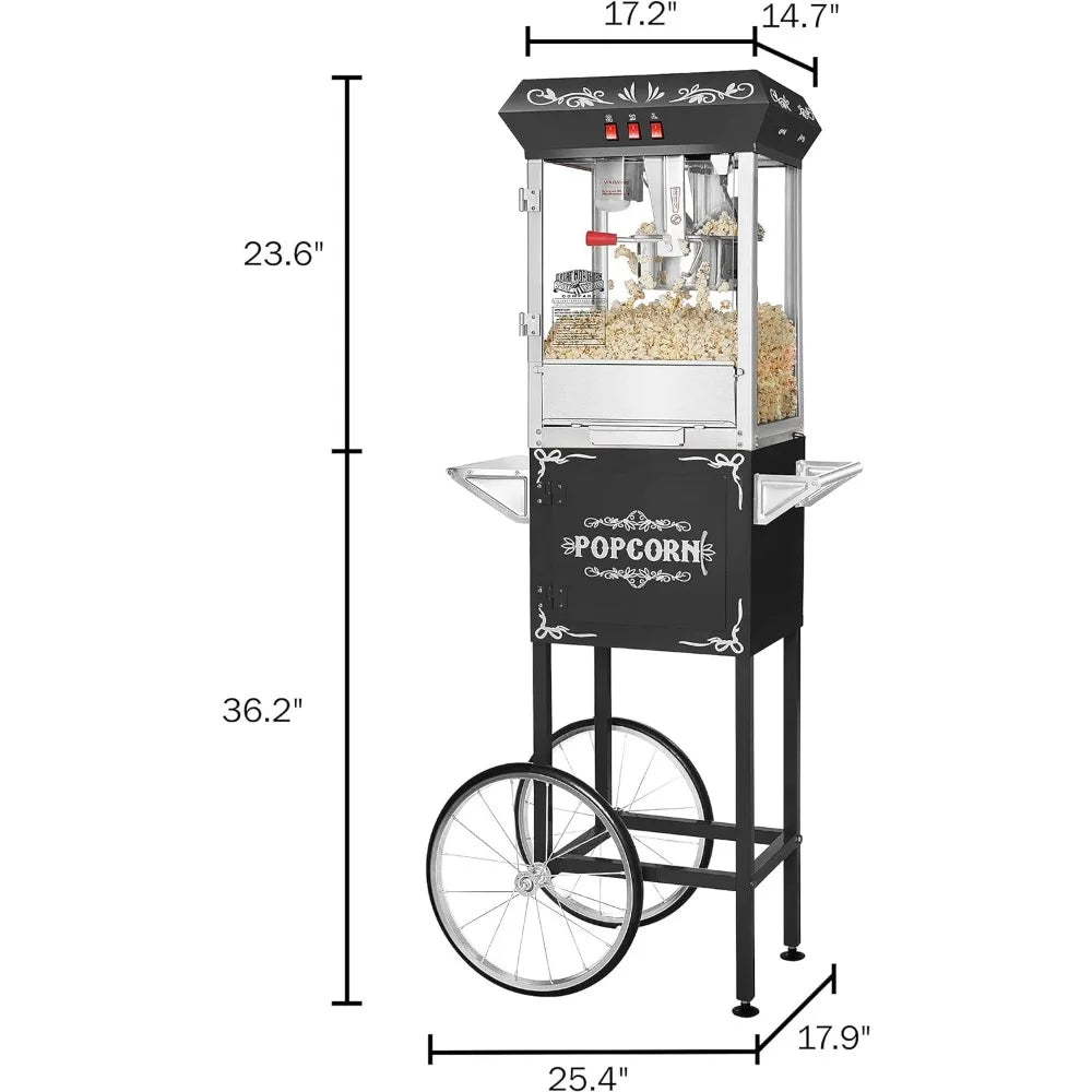 3 Gallons Nostalgia Popcorn Machine Commercial a Heated Deck 8-ounce Stainless Steel Kettle Device for Making Popcorn Electric